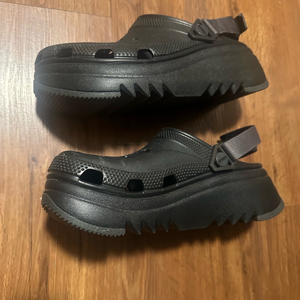 CROCS Women's Black Platform Clog Mules with Adjustable Strap